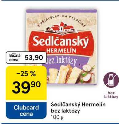 Sedlčanský Hermelín bez laktózy, 100 g 