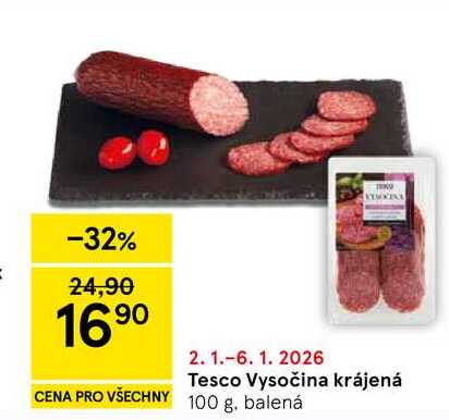 Tesco Vysočina krájená, 100 g, balená 