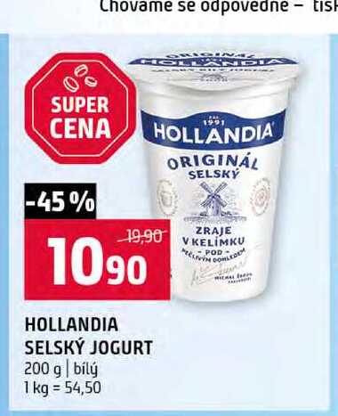 HOLLANDIA SELSKÝ JOGURT 200 g bílý 
