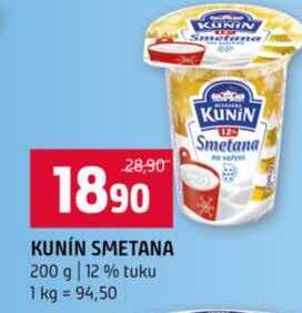 KUNÍN SMETANA 200 g 12 % tuku