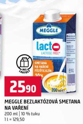 MEGGLE BEZLAKTÓZOVÁ SMETANA NA VAŘENÍ 200 ml 10% tuku