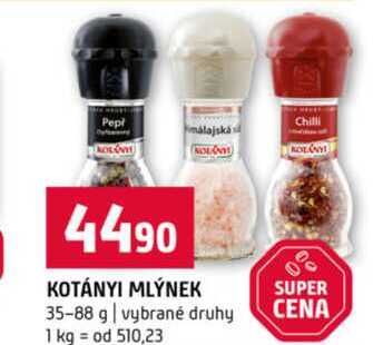 KOTÁNYI MLÝNEK 35-88 g vybrané druhy