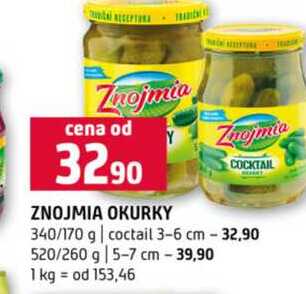 ZNOJMIA OKURKY 340/170 g 3-6 cm 520/260 g 5-7 cm 