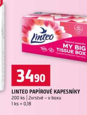 LINTEO PAPÍROVÉ KAPESNÍKY 200 ks 2vrstvé v boxu 