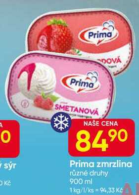 Prima zmrzlina různé druhy 900 ml