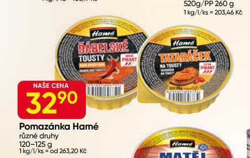 Pomazánka Hamé různé druhy 120-125 g 