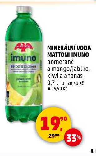 MINERÁLNÍ VODA MATTONI IMUNO, 0,7 l