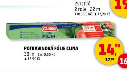 POTRAVINOVÁ FÓLIE CLINA, 30 m