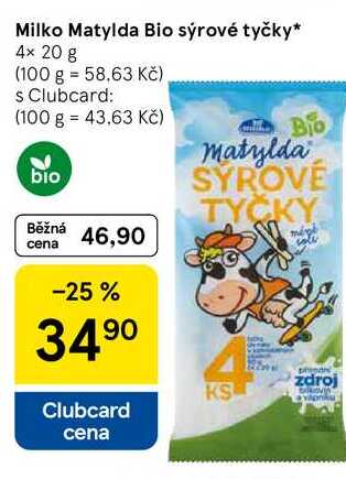Milko Matylda Bio sýrové tyčky, 4× 20 g 