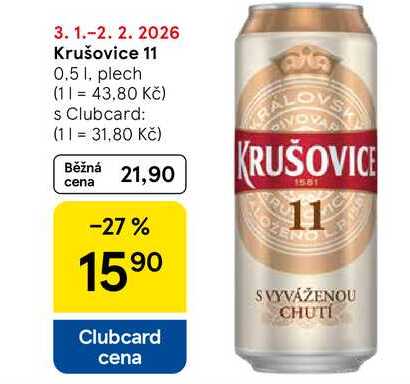 Krušovice 11, 0.5 l, plech  