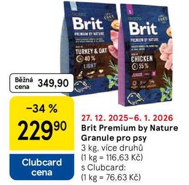 Brit Premium by Nature Granule pro psy, 3 kg. více druhů