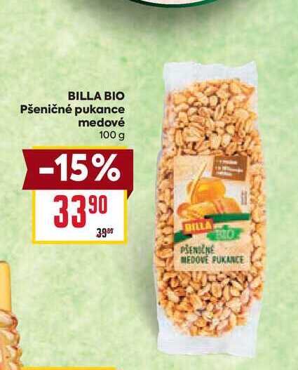 BILLA BIO Pšeničné pukance medové 100g