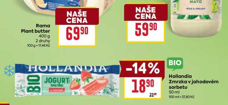 Hollandia Zmrzka v jahodovém sorbetu 50 ml 