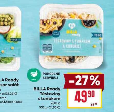 BILLA Ready Těstoviny s tuňákem 200 g