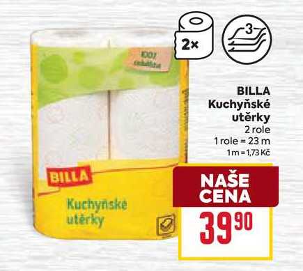 BILLA Kuchyňské utěrky 2 role