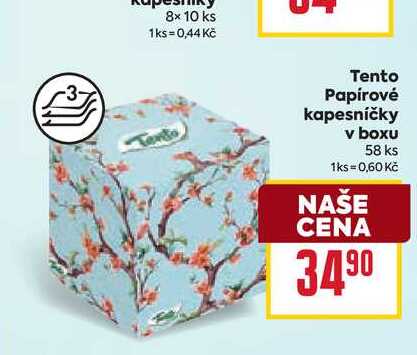 Tento Papírové kapesníčky v boxu 58 ks