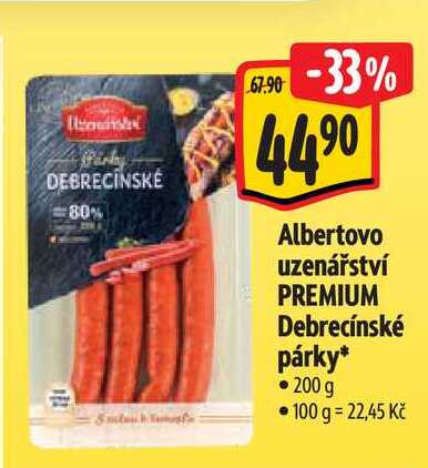   Albertovo uzenářství PREMIUM Debrecínské párky 200 g 