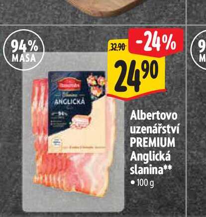  Albertovo uzenářství PREMIUM Anglická slanina 100 g 