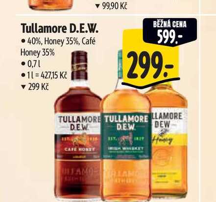 Tullamore D.E.W. 40%, Honey 35%, Café Honey 35%  0,71  