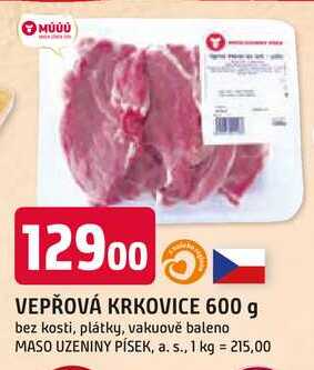 VEPŘOVÁ KRKOVICE 600 g bez kosti, plátky