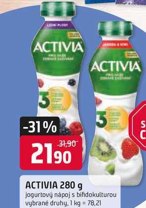 ACTIVIA 280g jogurtový nápoj s bifidokulturou vybrané druhy