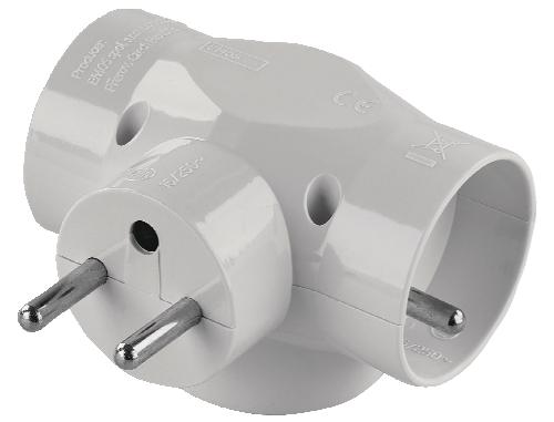 Rozbočovací zásuvka 3× kulatá, 1 KS