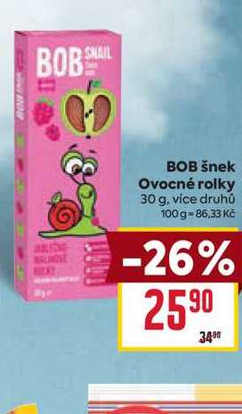 BOB šnek Ovocné rolky 30 g