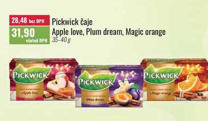 Pickwick čaje 31,90 Apple love, Plum dream, Magic orange 35-40 g 