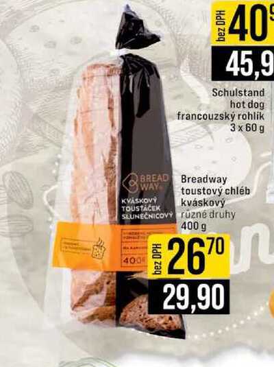 Breadway toustový chléb různé druhy 400g