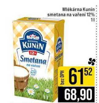 Mlékárna Kunín smetana na vaření 12% 1l