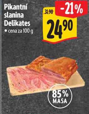 Pikantní slanina Delikates, cena za 100 g 