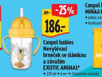 Canpol babies Nevylévací hrneček se slámkou a závažím EXOTIC ANIMAL