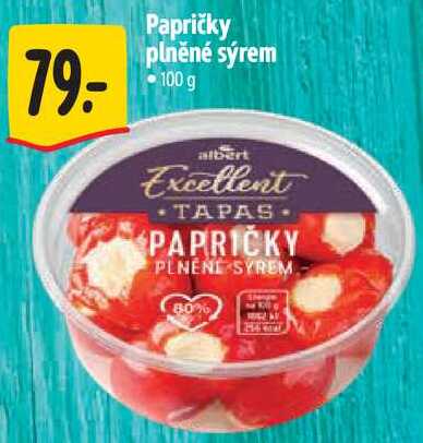 Papričky plněné sýrem, 100 g 