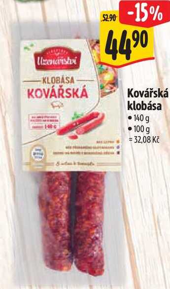 Kovářská klobása, 140 g