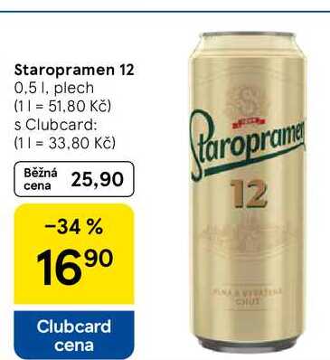 Staropramen 12, 0,5 l, plech 