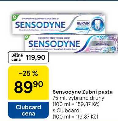 Sensodyne Zubní pasta, 75 ml, vybrané druhy 