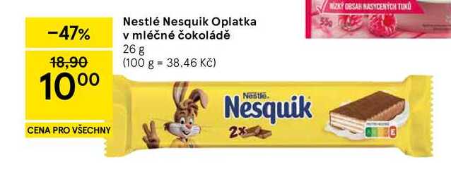 Nestlé Nesquik Oplatka v mléčné čokoládě, 26 g