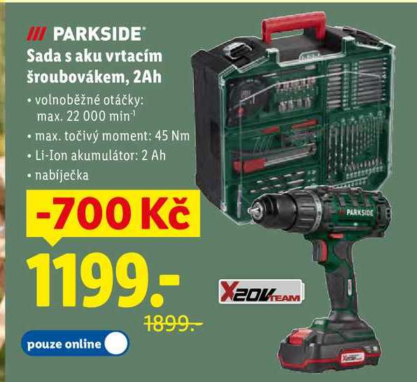 Sada s aku vrtacím šroubovákem, 2Ah 