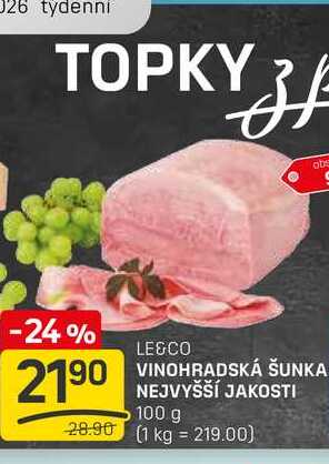 VINOHRADSKÁ ŠUNKA NEJVYŠŠÍ JAKOSTI 100 g