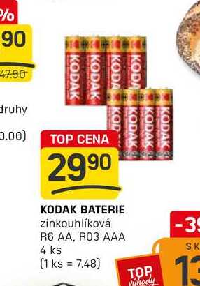 KODAK BATERIE zinkouhlíková R6 AA, R03 AAA 4 ks