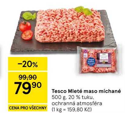 Tesco Mleté maso míchané, 500 g. 20 % tuku 