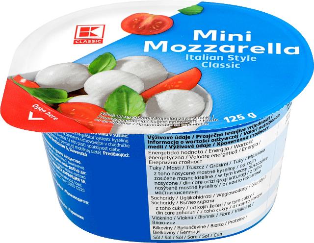 K-CLASSIC Mozzarella mini měkký pařený sýr