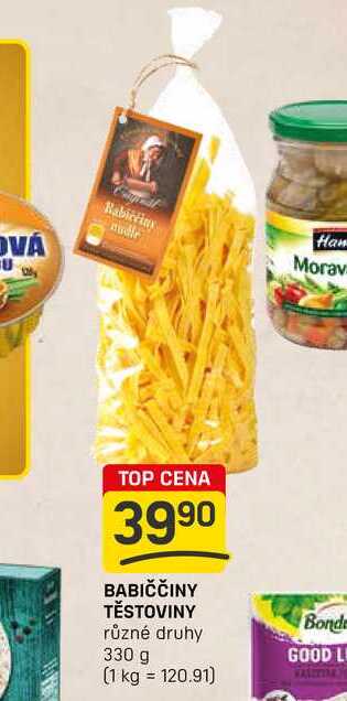 BABIČČINY TĚSTOVINY různé druhy 330 g 