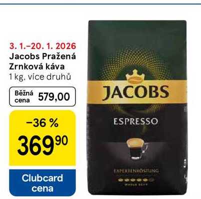 Jacobs Pražená Zrnková káva, 1 kg, více druhů