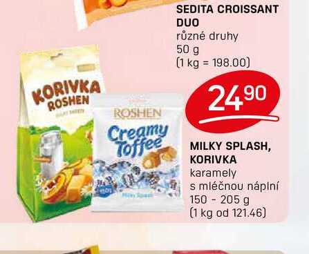 MILKY SPLASH, KORIVKA karamely s mléčnou náplní 150 - 205 g 