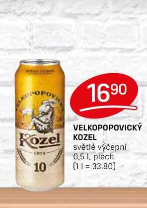VELKOPOPOVICKÝ KOZEL světlé výčepní 0,5 1, plech 