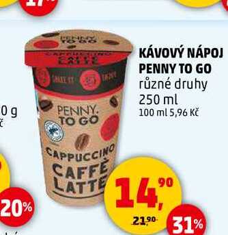 KÁVOVÝ NÁPOJ PENNY TO GO, 250 ml 