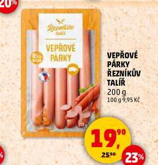 VEPŘOVÉ PÁRKY ŘEZNÍKŮV TALÍŘ, 200 g