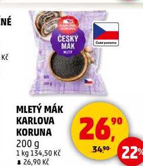 MLETÝ MÁK KARLOVA KORUNA, 200 g