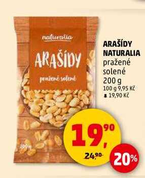 ARAŠÍDY NATURALIA pražené solené, 200 g